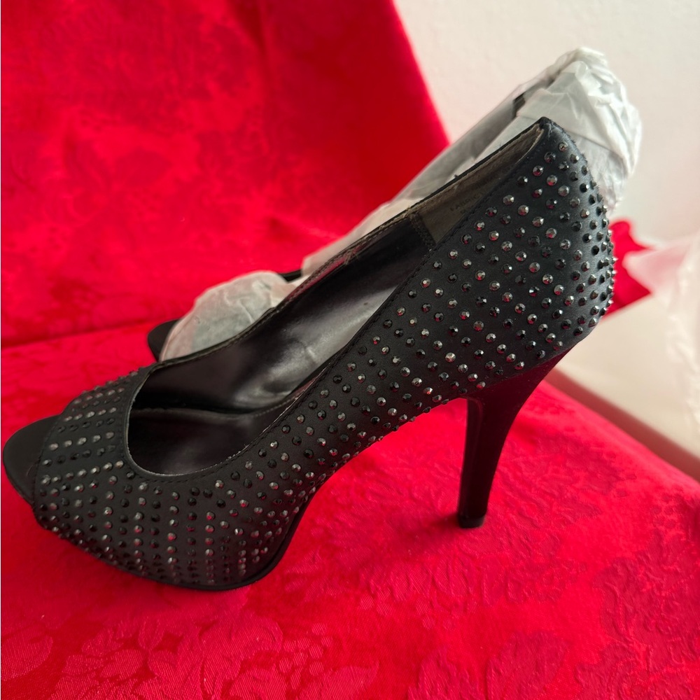 Rhinestone black heels